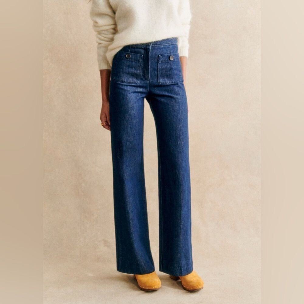 SEZANE DAN Denim Trousers in Indigo Dark Wash